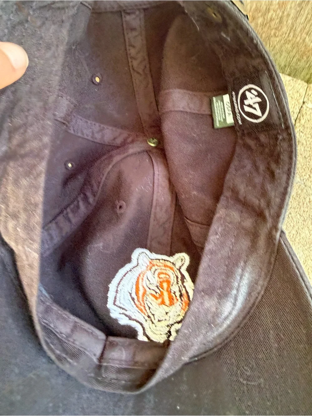 47 Black Baseball Cap Orange Bengal Tiger Logo